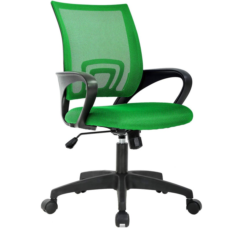 BestOffice | Ergonomic Office Chair | Mid-Back Swivel Desk Chair | Breathable Backrest & Lumbar Support | Adjustable Height | Sponge Seat | Rolling Wheels | Green | for Adults & Women - Image 1